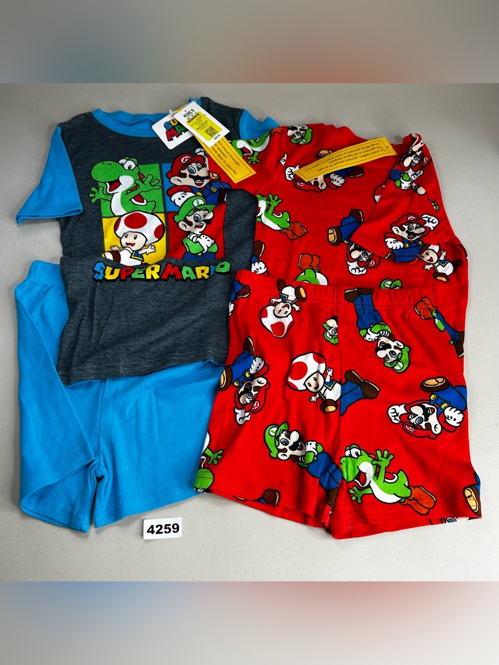Super Mario Matching Set Kids Boys 8 Red Blue T Shirt Shorts